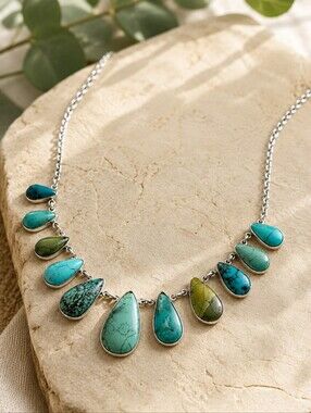 Kingman Turquoise Sterling Silver Statment Necklace